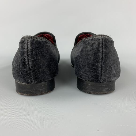 CUSTOM MADE Size 8 Black Embroidery Velvet Slippers Loafers - Picture 7 of 9